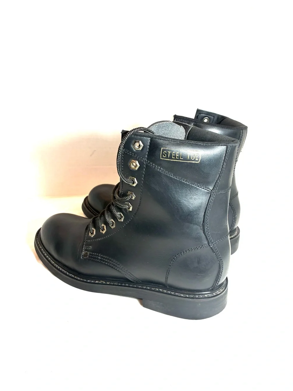 Job Tough Men’s Steel Toe Work Boots Black Lace-Up Safety Boots Size 9.5